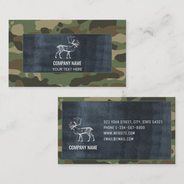 Camouflage Green Camo Army Outdoor Supplies Business Card (Front/Back)