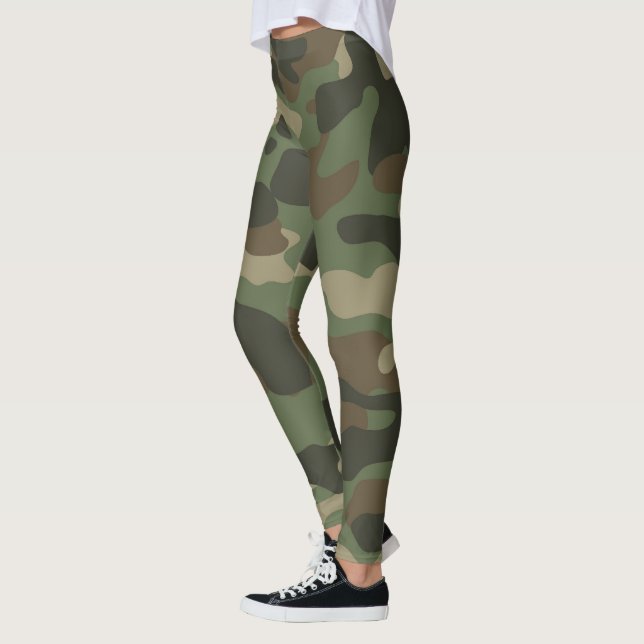Camouflage Green Camo Army Pattern Leggings (Left)