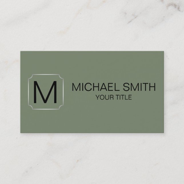 Camouflage green colour background business card (Front)