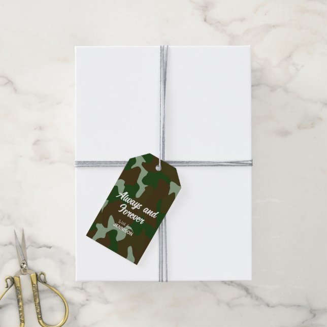 Camouflage Green & Dark Brown Gift Tags (With Twine)