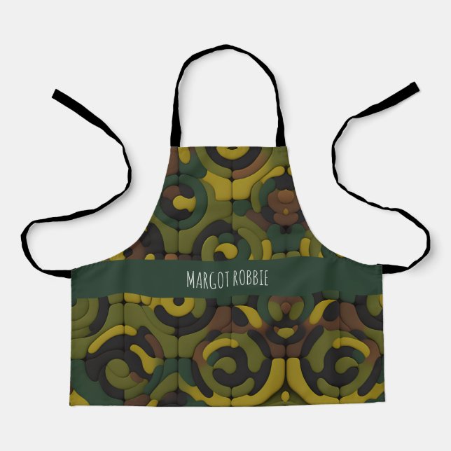 Camouflage Green Mosaic Pattern Apron (Front)