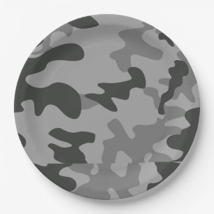 Camouflage Grey Accessories Paper Plate
