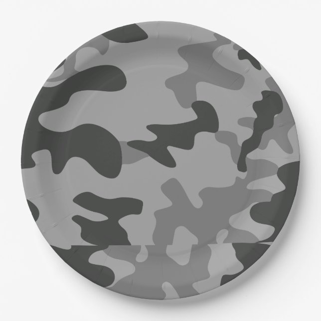 Camouflage Grey Accessories Paper Plate (Front)