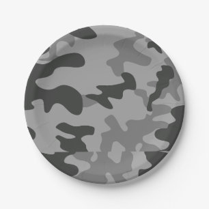 Camouflage Grey Accessories Paper Plate