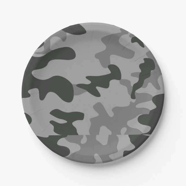 Camouflage Grey Accessories Paper Plate (Front)