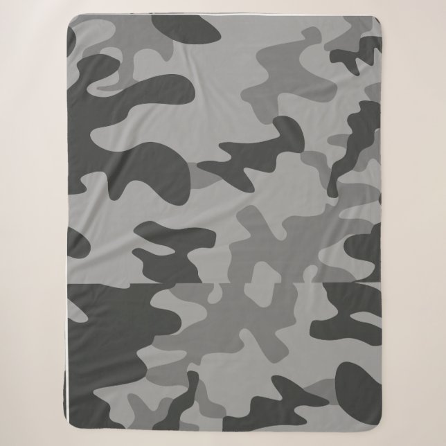 Camouflage Grey Accessories Sherpa Blanket (Front)
