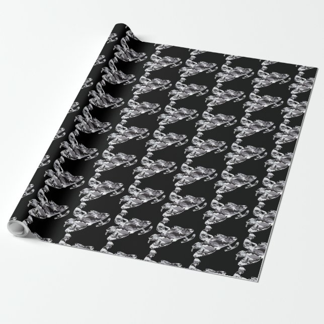 Camouflage Grey Snowmobile Wrapping Paper (Unrolled)