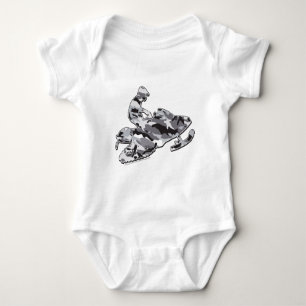 Camouflage Grey Snowmobiler Baby Bodysuit
