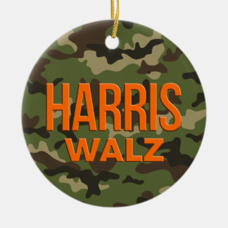 Camouflage Harris Walz 2024 Ceramic Tree Decoration