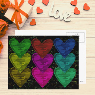Camouflage Heart Pattern of Colours Postcard