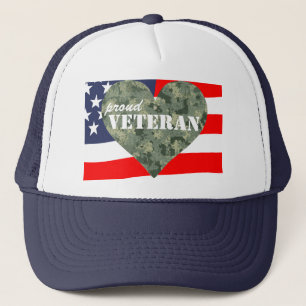 Camouflage Heart Proud Veterans Hat
