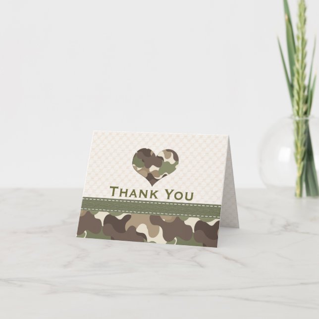 Camouflage Heart Thank You Note Cards (Front)
