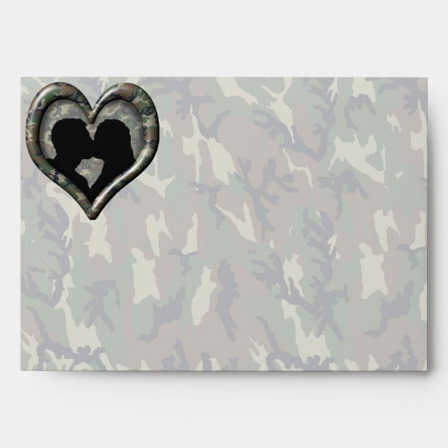 Camouflage Heart with Kissing Couple Envelope (Front)