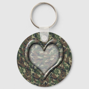 Camouflage Heart - Woodland Key Ring