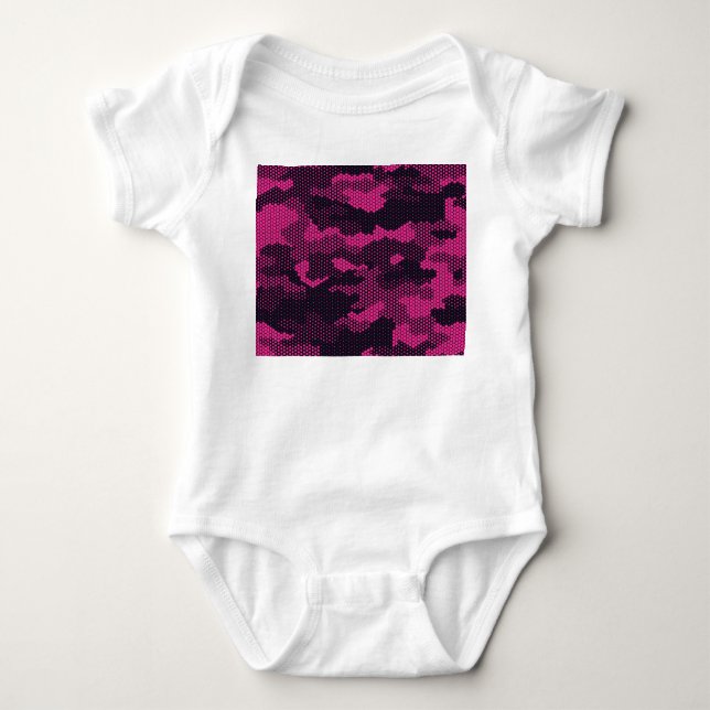 Camouflage hexagonal, military texture background baby bodysuit (Front)
