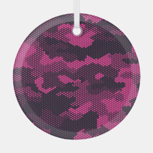 Camouflage hexagonal, military texture background glass tree decoration
