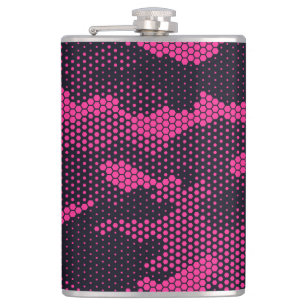 Camouflage hexagonal, military texture background hip flask