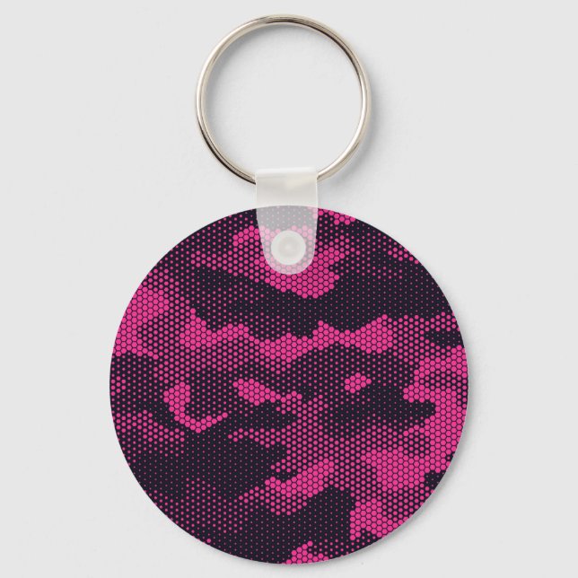 Camouflage hexagonal, military texture background key ring (Front)