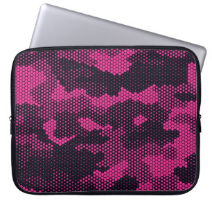 Camouflage hexagonal, military texture background laptop sleeve