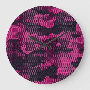 Camouflage hexagonal, military texture background large clock