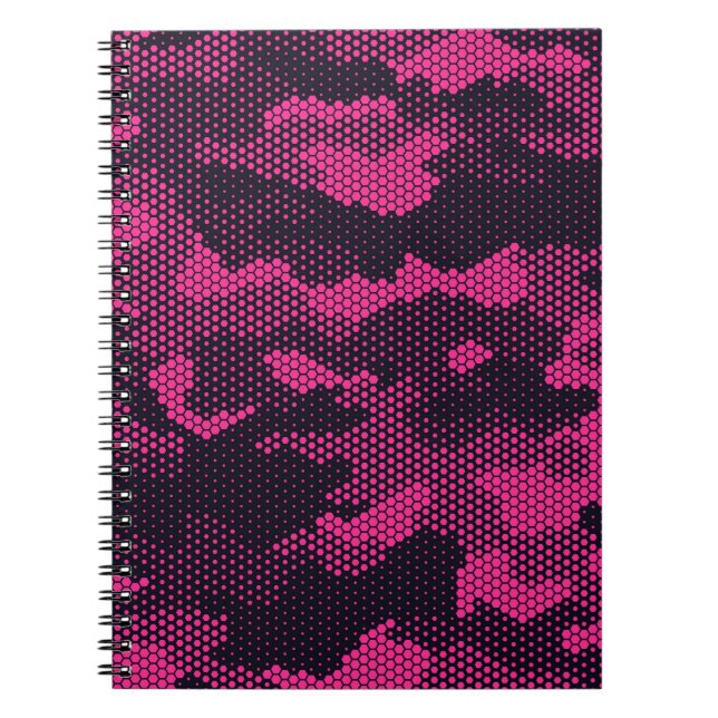 Camouflage hexagonal, military texture background notebook (Front)