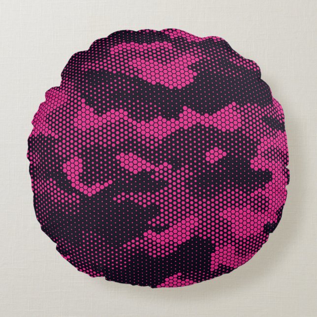 Camouflage hexagonal, military texture background round cushion (Front)