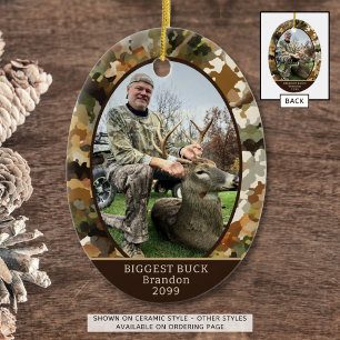 Camouflage Hunting One Photo Custom Personalised Ceramic Tree Decoration