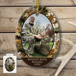 Camouflage Hunting One Photo Custom Personalised Ceramic Tree Decoration