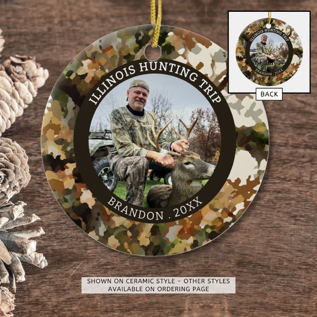 Camouflage Hunting One Photo Personalised Ceramic Tree Decoration (Creator Uploaded)