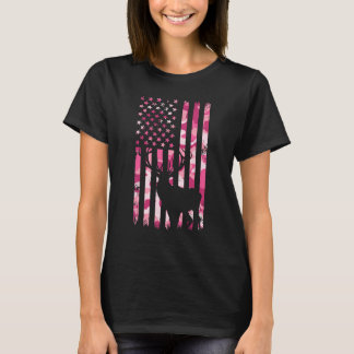 Camouflage Hunting Vintage Camo American Flag Deer T-Shirt