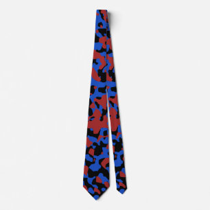 Camouflage in Blue, Red and Black Tie