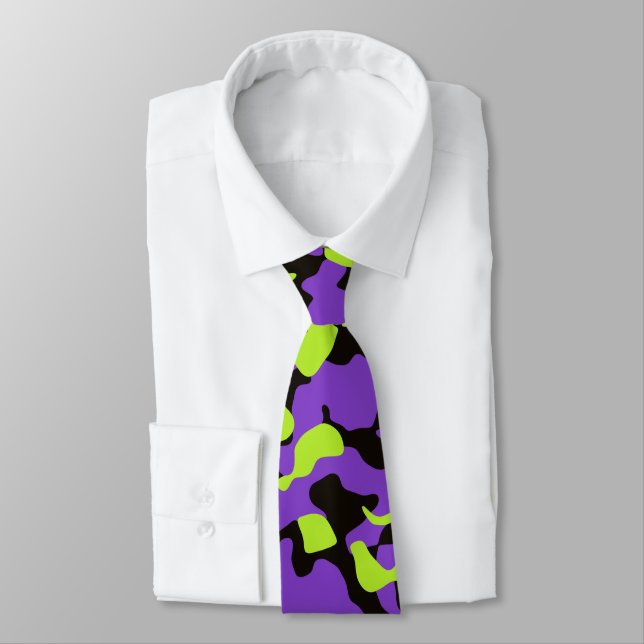 Camouflage in Purple Green and Black  Tie (Tied)