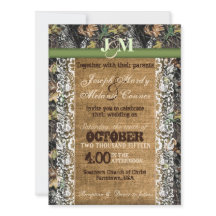 Camouflage Invitation with Burlap & Lace