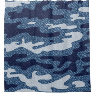 Camouflage Jeans Background. Vintage Spotted Denim Shower Curtain