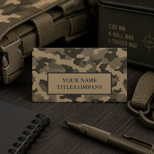 Camouflage Khaki Black Company Name  Business Card