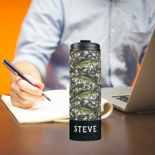 Camouflage largemouth Bass Fishing Name Men's Thermal Tumbler