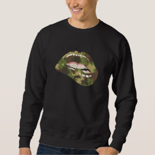 Camouflage Lips Mouth Military Biting Camo Kissing Sweatshirt
