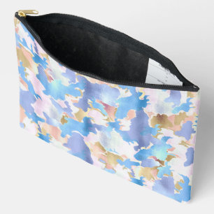 Camouflage Metallic Pink Blue Gold Abstract Accessory Pouch