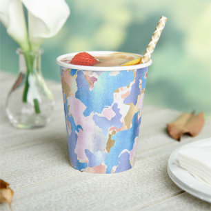 Camouflage Metallic Pink Blue Gold Abstract Paper Cups