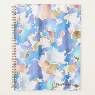 Camouflage Metallic Pink Blue Gold Abstract Planner
