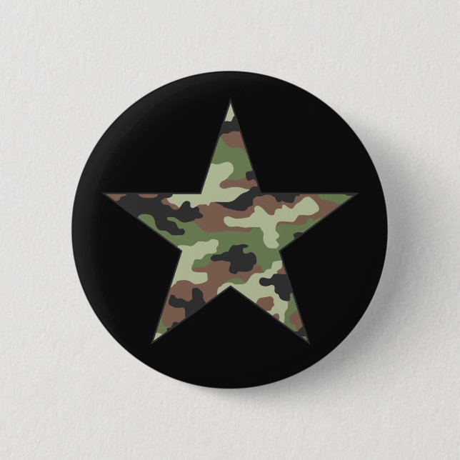 Camouflage Military Star 6 Cm Round Badge (Front)
