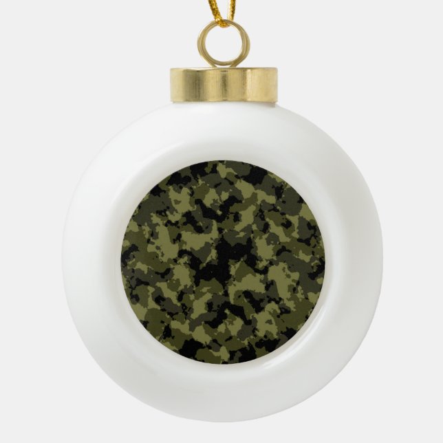 Camouflage military style pattern ceramic ball christmas ornament (Front)