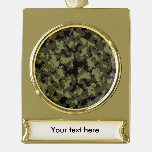Camouflage military style pattern gold plated banner ornament (Front)