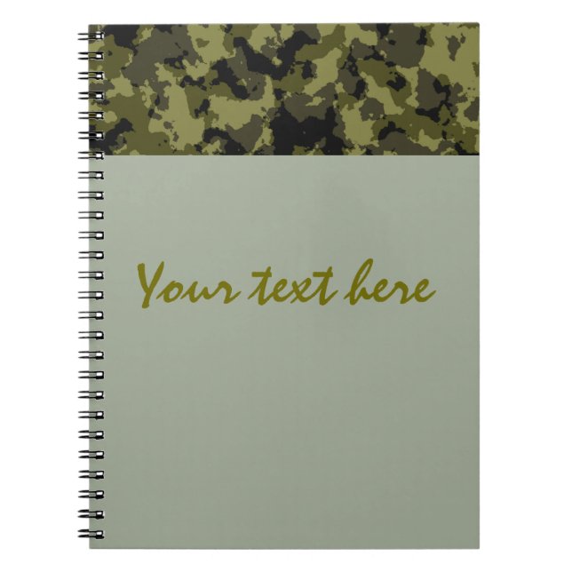 Camouflage military style pattern spiral notebook (Front)