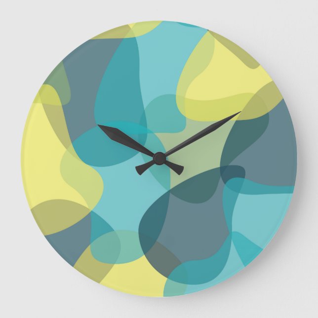 Camouflage, modern, cool, trendy, urban geometric large clock (Front)