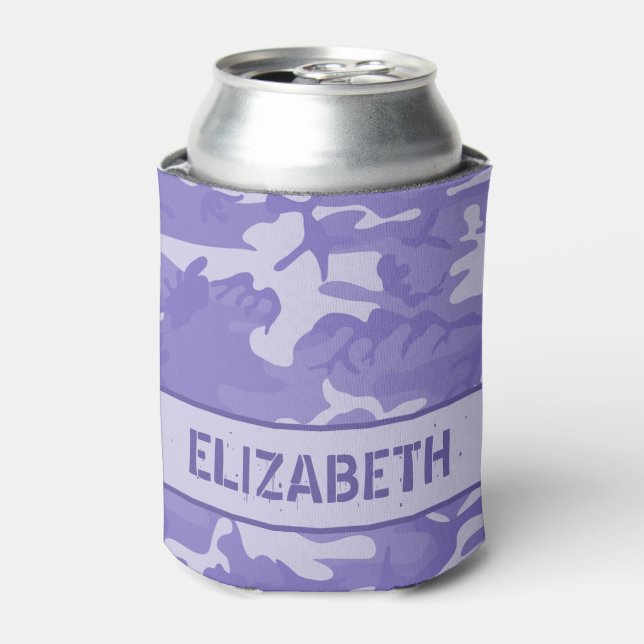 Camouflage Monogrammed Purple Can Cooler (Can Front)