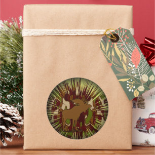 Camouflage Moose Break-out Camo Classic Round Sticker