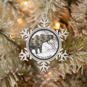 Camouflage Moose (Camoose) Snowflake Pewter Christmas Ornament