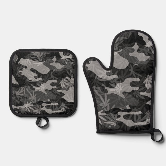 Camouflage Night Camo Oven Mitt & Pot Holder Set (Front)