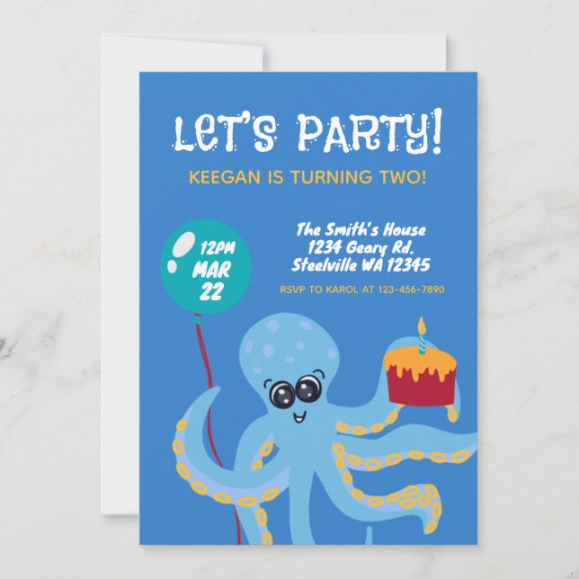 Camouflage Octopus Ocean Boys Birthday  Invitation (Front)